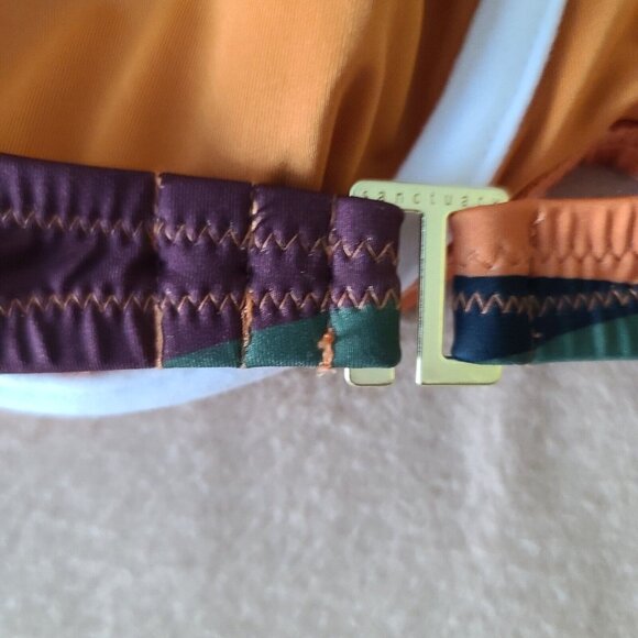 Sanctuary Float On Plunge Triangle Bikini Swim Top L Underwire Multicolor NWT - Picture 5 of 10